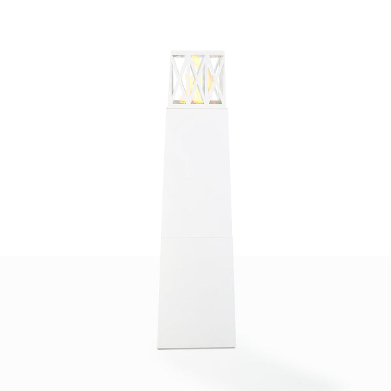 Camino a Bioetanolo da Pavimento 40x40x145 cm per Esterno Vulcano Bianco