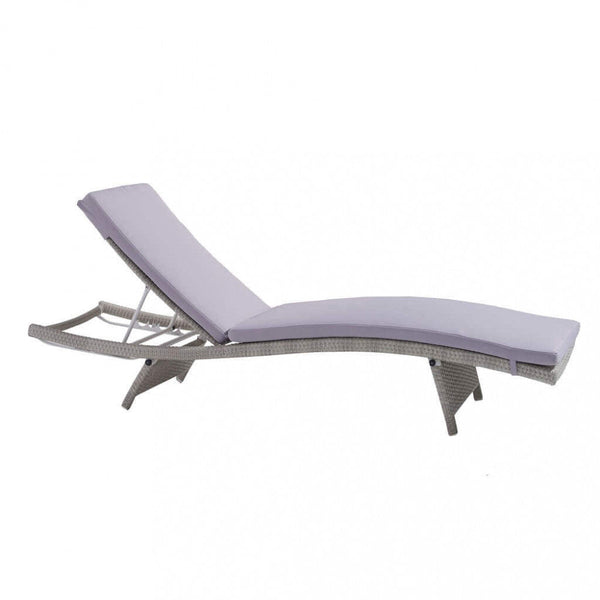 Lettino Prendisole da Giardino Honolulu con Cuscino 67x206x32 h cm in Wicker Grigio sconto
