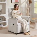 Poltrona Reclinabile Elettrica con Telecomando 80x83x104 cm in Tessuto Effetto Velluto Crema   