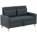 Divano 2 Posti 135x72x84 cm con Vano Contenitore  in Tessuto Effetto Lino Grigio Carbone  