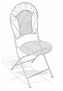 Set Tavolino e 2 Sedie Pieghevoli da Giardino in Ferro Battuto Soriani New Loire Breafast Bianco