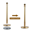 2 Colonnine Separacode Oro con Corda Rossa in Acciaio Inox Ø32x95 cm 