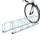 Rastrelliera Portabici 5 Posti in Acciaio 130x33x27 cm Argento 