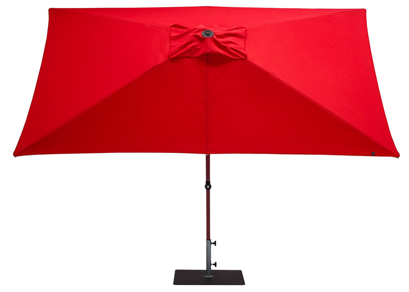 Ombrellone da Giardino 3x2 m Palo Ø38 mm in Alluminio Effetto Legno Tessuto Poliestere Trend Wood Rosso