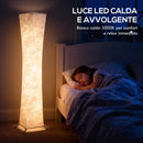 Lampada da Terra Moderna 25x25x129 cm con Interruttore a Pedale in Acciaio e Tessuto Bianco e Argento      