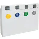 Pattumiera per Raccolta Differenziata 4 Scomparti 240 L 120x30x96 cm in Acciaio Verniciato Bianco