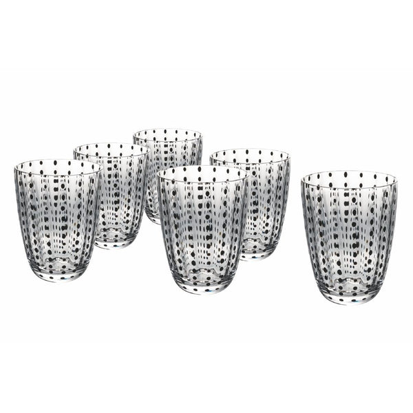 online Set 6 Bicchieri Acqua Kalahari in Vetro VdE Tivoli 1996 Trasparente con Pois Neri