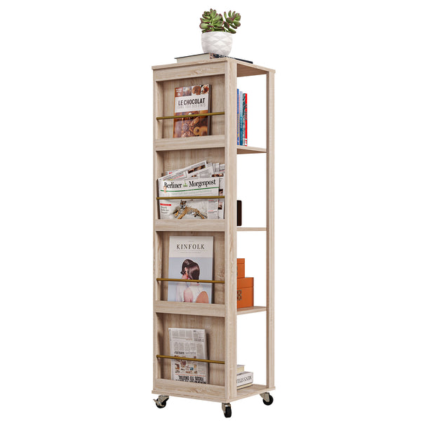Libreria 4 Ripiani 40x40x150 cm con Rotelle in Legno Quercia online