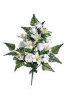 Set 2 Bouquet Artificiale Frontale Composto da 14 Rose Artificiali e Lilium Altezza 55 cm 