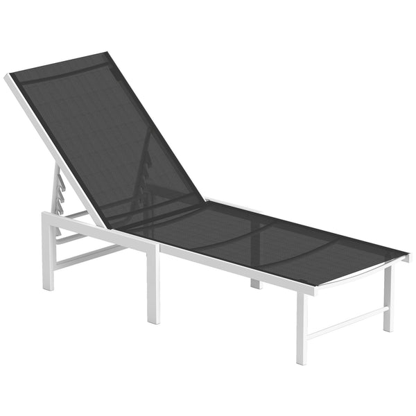 prezzo Lettino Sdraio 60x166x84 cm con Schienale Regolabile su 5 Livelli in Acciaio e Textilene Bianco e Grigio