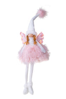 Angelo Seduto con Led H60 cm in Tessuto Rosa