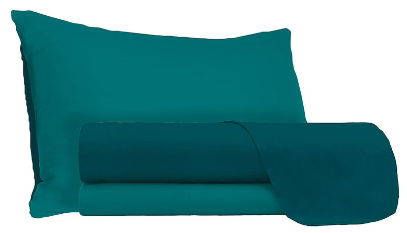 Set Lenzuola Sopra Sotto e Federe Doubleface Verde Petrolio\/Verde Bottiglia