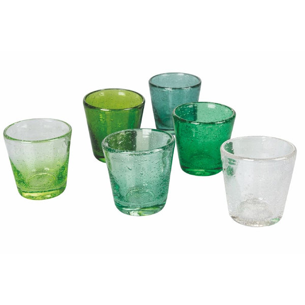 Set 6 Tazzine per Liquori Liquorini Cancun Greenery in Vetro VdE Tivoli 1996 Verde prezzo