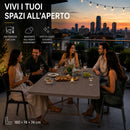 Tavolo Pieghevole da Esterno 180x74x74 cm con Piano in HDPE Effetto Polyrattan a Valigia Tortora      