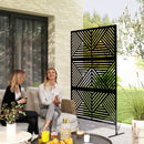 Separé Divisorio da Esterno Decorativo 122x45x198 cm con Traliccio per Rampicanti Nero   