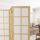 Paravento da Interno a 4 Pannelli Pieghevole 160x170 cm in Legno e Tessuto Colore Legno e Bianco      