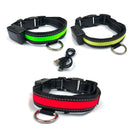Collare luminoso a LED Taglia L per cani a ricarica solare e usb Rosso