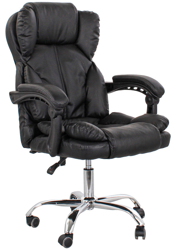 online Sedia Direzionale da Ufficio Reclinabile in Similpelle Nera