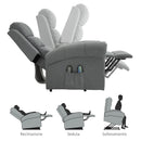 Poltrona Relax Alzapersona Massaggiante Riscaldante in Tessuto di Lino Grigia