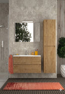 Mobile da Bagno Sospeso con Lavabo 60 cm e Specchio Urano Light Rovere Miele      