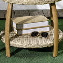 Set Salotto da Giardino con 2 Poltroncine con Cuscini e Tavolino in Vetro in Rattan Marrone e Grigio