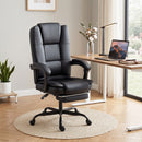 Sedia da Ufficio Ergonomica 65x67x112-122 cm Reclinabile 150° con Poggiapiedi in Cotone e Metallo Nero      