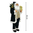 Babbo Natale Abito in Velluto H110 cm con Mini Lucciole e Suoni Nero e Oro