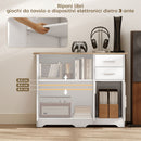 Credenza Moderna Buffet 100x40x78 cm con 2 Cassetti e 2 Armadietti in Legno Bianco e color Legno      
