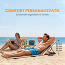 Set 2 Sdraio da Spiaggia 154x57x52 cm con Schienale Regolabile su 4 Livelli in Acciaio e Poliestere Arancione      