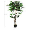 Pianta Artificiale Albero del Tè con 546 Foglie Realistiche e Vaso Cemento 120 cm Verde      