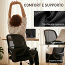 Sedia Ufficio Ergonomica Girevole in Rete Traspirante con Anello Poggiapiedi e Altezza Regolabile Nero      