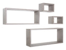 Set 3 Mensole Cubo da Parete Quadrato e Rettangolare in Fibra di Legno Merlino Rovere Grigio New