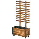 Fioriera con Traliccio per Rampicanti e Rotelle 65x31x147 cm in Legno di Abete Marrone