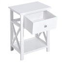 Comodino per Camera da Letto Tavolino d'Appoggio con Cassetto in Legno Bianco 40x30x55 cm 