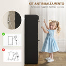 Scarpiera Slim 83x24x90.5 cm per 15 Scarpe con 2 Cassetti Ribaltabili e 3 Vani Aperti Nero      