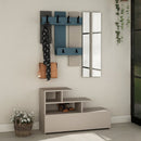 Mobile ingresso Vesty tortora turchese con scarpiera e specchio