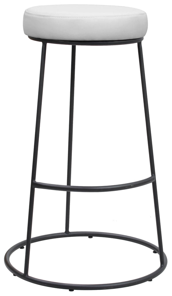 Sgabello da Bar Alto in Metallo Seduta in Similpelle Motti Oklahoma Bianco online