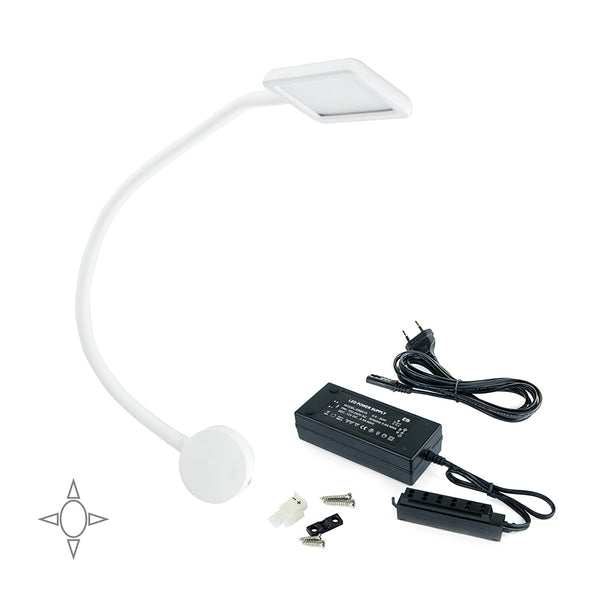 Applique Led Kuma Quadrato Braccio Flessibile Sensore Touch Luce Bianca Plastica Bianco Emuca acquista