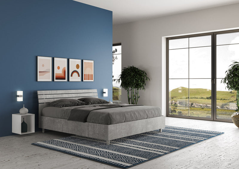 Letto Matrimoniale Testata Doghe Inclinata Ankel Grigio Varie Misure