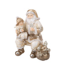 Statuina Babbo Natale Seduto con Bimba 16,5 cm in Resina