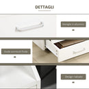 Cassettiera da Ufficio con 4 Cassetti Ruote e Bordi Rialzati 40x36x65 cm in Legno Bianco