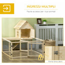 Conigliera per Interno 151,5x106x97 cm 3 Porte e Area Esterna in Legno d'Abete  