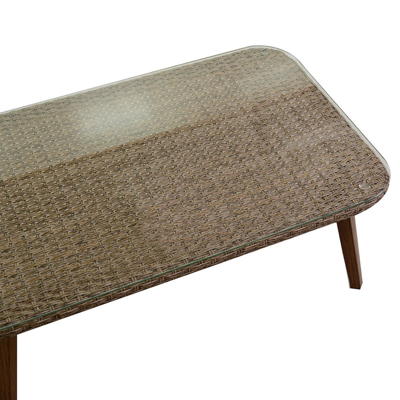 Set da Giardino Divano 2 Poltrone e Tavolino in Polyrattan Tirreno Naturale