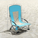Set 2 Sedie da Spiaggia e Campeggio in Tessuto Pieghevoli con Braccioli con Borsa di Trasporto Blu  