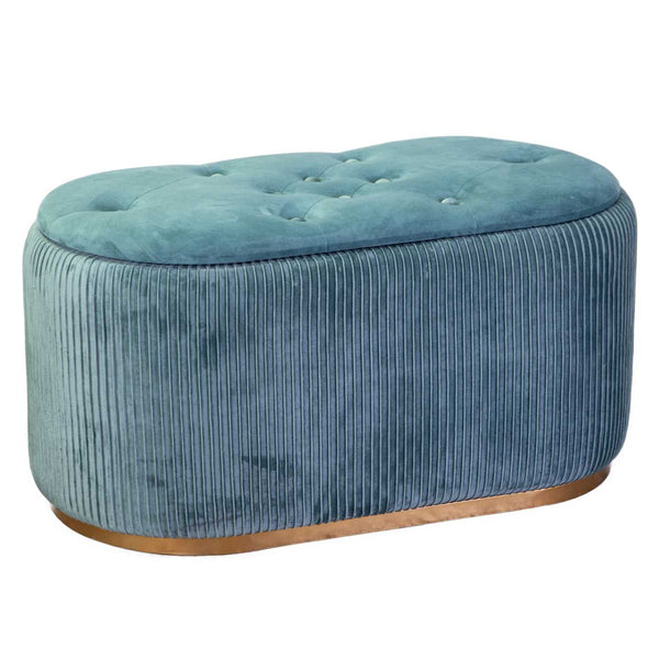 Pouf Contenitore 82x42xh41 cm in Tessuto Velluto Verde Salvia online