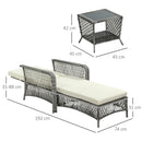 Set Lettino Prendisole e Tavolino da Giardino in Rattan Grigio