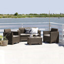 Set da Giardino Divano 2 Poltrone e Tavolino in Polipropilene Tortora