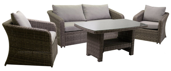 sconto Set Salotto da Giardino in Polyrattan Atlanta Grigio