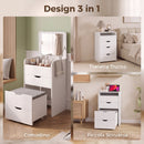 Toeletta 3 in 1 50x40x78 cm con Specchio Ribaltabile Sgabello e Cassetti in MDF Bianco      