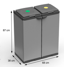 Pattumiera 2 Ante 68x38x87 cm Raccolta Differenziata con Portasacco 80 Litri    